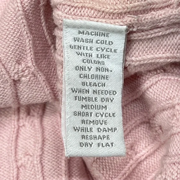 Vintage Pink Cable Knit Sweater 90s Charter Club Knitted V Neck Blouse Crewneck - Picture 16 of 17